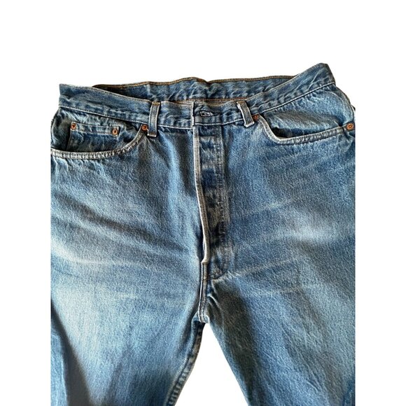 Levis 501 Mens Original Fit Blue Denim Jeans W38 L30 READ - Picture 6 of 11